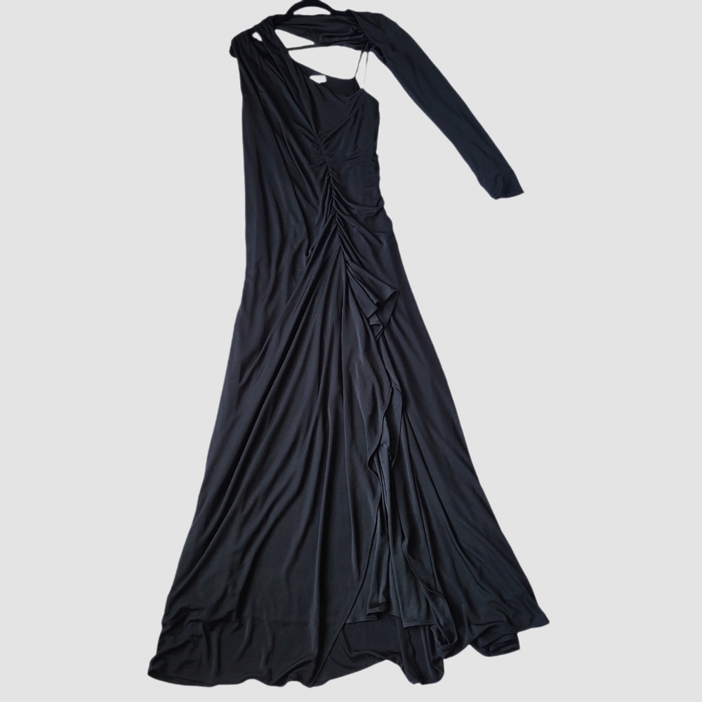 Topshop One Sleeve Full Length Dress Sz 10 Witchy Vamp Whimsigoth Event Wedding
